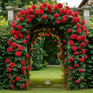 Роза плетистая Алый Триумф купить по цене от 319р. в интернет-магазине «Посадика» с доставкой почтой в в Муравленкое и по всей России – [изображение №1].